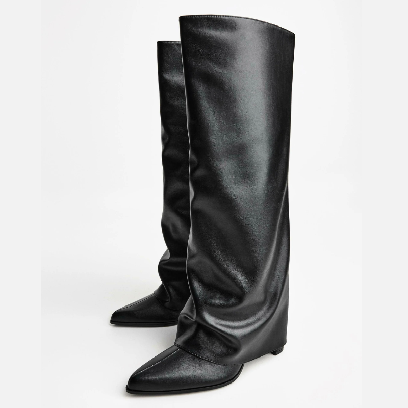 bota alta de cuero ecológico
